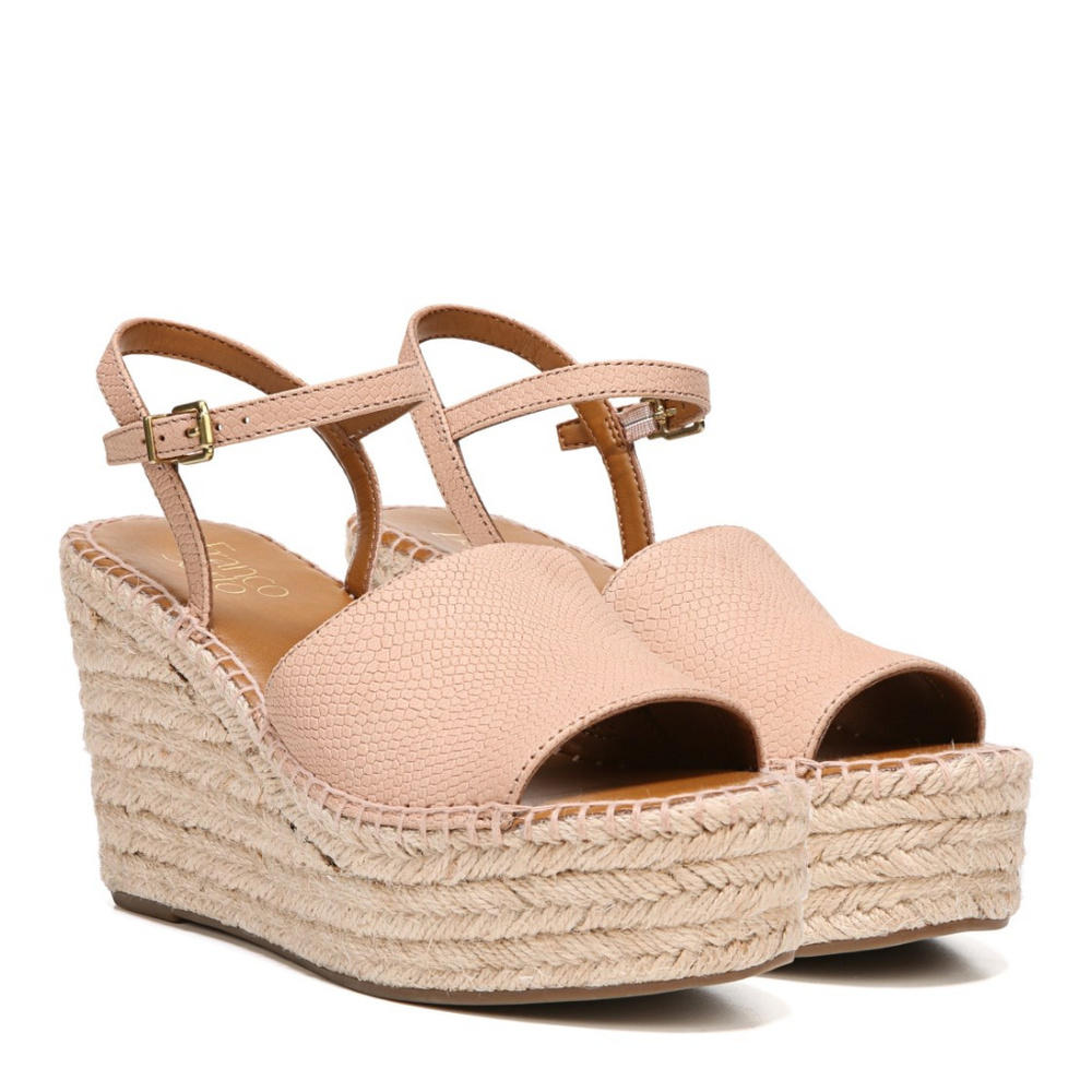 FRANCO SARTO Wedge Leather Espadrille Sandals Blush Size 7.5 NWT